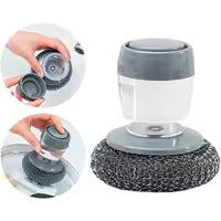 Kitchen Stainless Steel Wire Palm Brush with Soap Dispenser