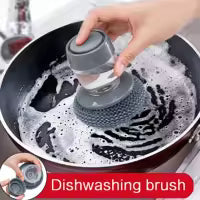 Kitchen Stainless Steel Wire Palm Brush with Soap Dispenser