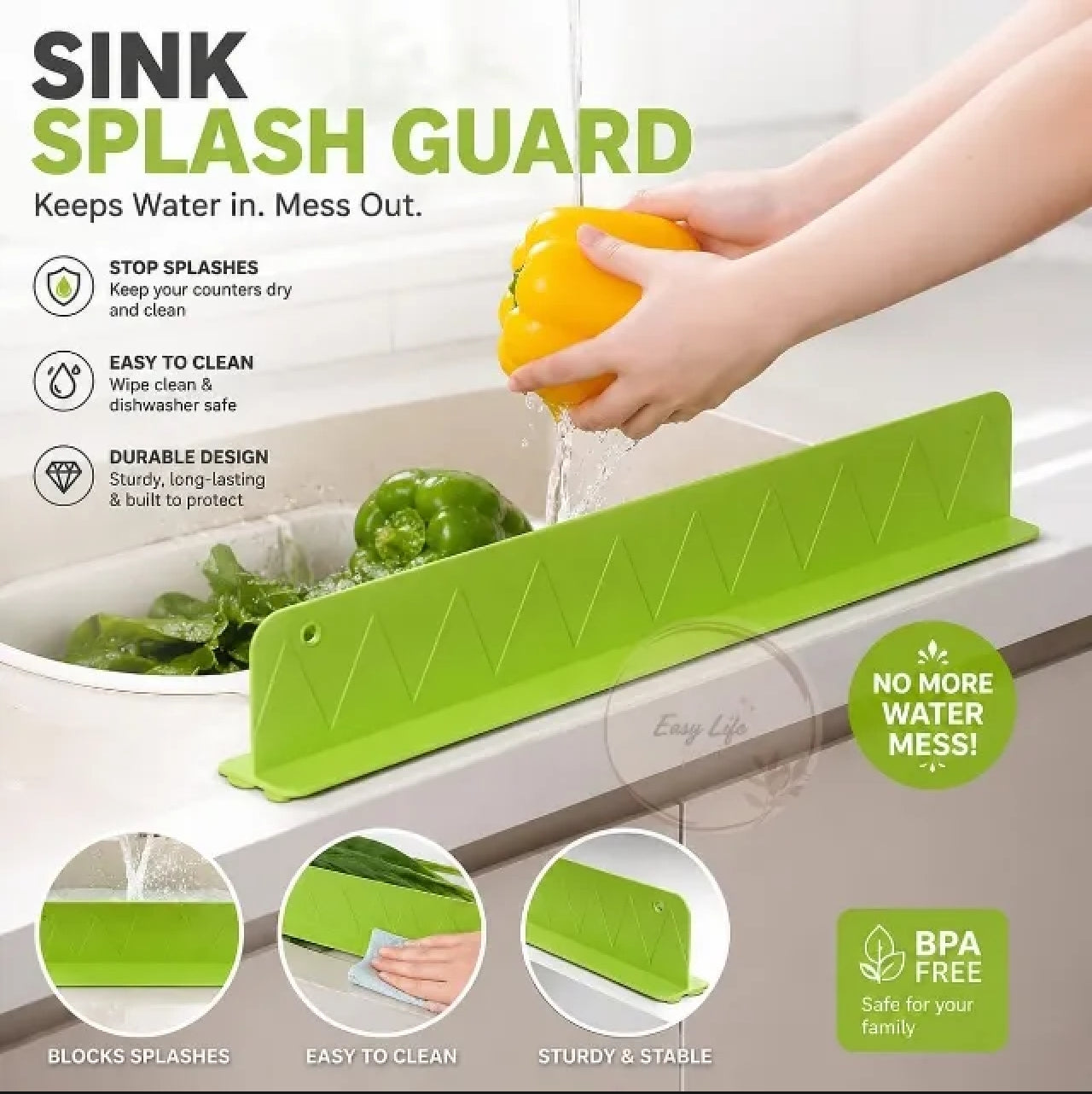 Silicone Sink Splash Guard | Water Retaining Strip Barrier
