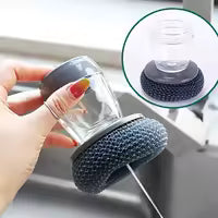 Kitchen Stainless Steel Wire Palm Brush with Soap Dispenser