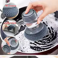 Kitchen Stainless Steel Wire Palm Brush with Soap Dispenser