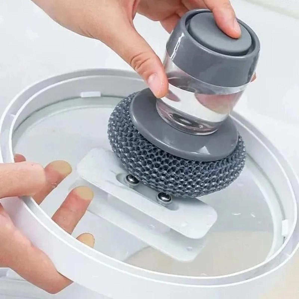 Stainless Steel Dish Brush with Soap Dispenser