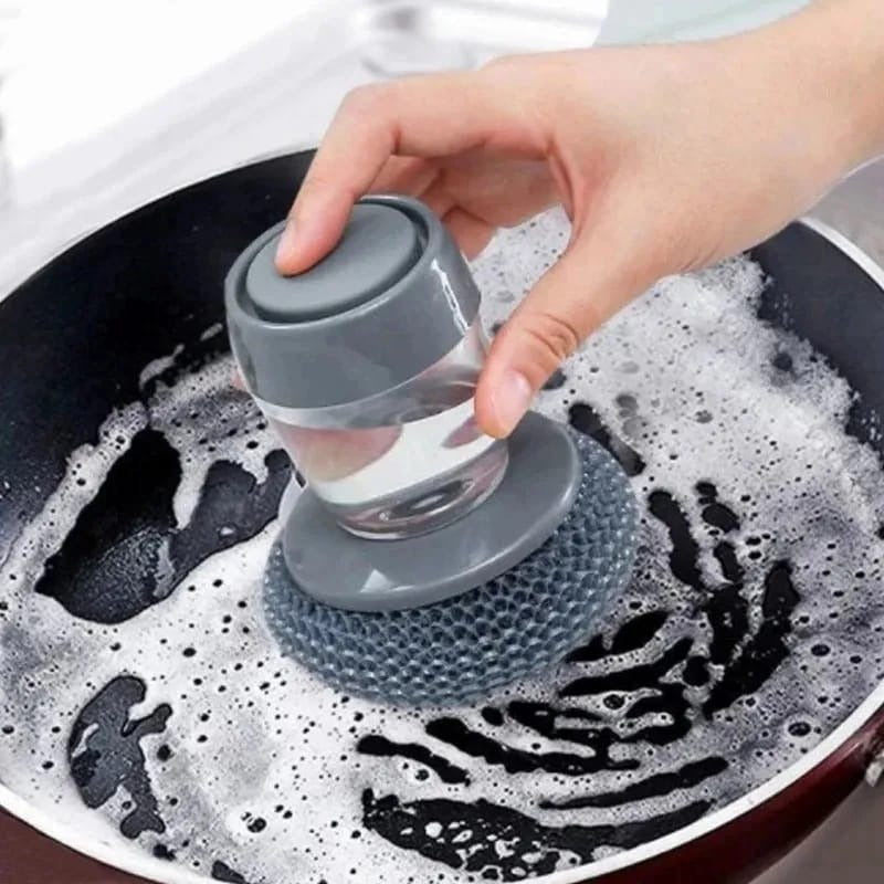 Stainless Steel Dish Brush with Soap Dispenser