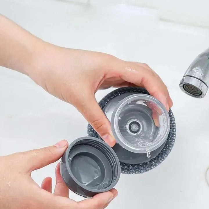 Stainless Steel Dish Brush with Soap Dispenser