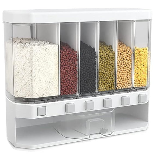 6-Grid Wall-Mounted Cereal & Grain Dispenser