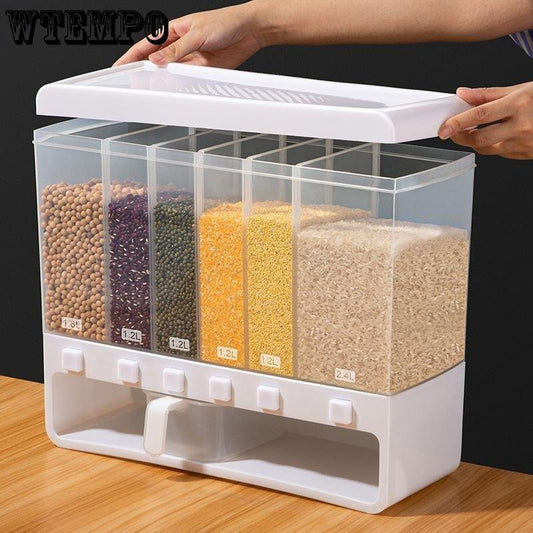 6-Grid Wall-Mounted Cereal & Grain Dispenser