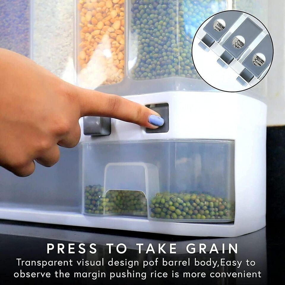 6-Grid Wall-Mounted Cereal & Grain Dispenser
