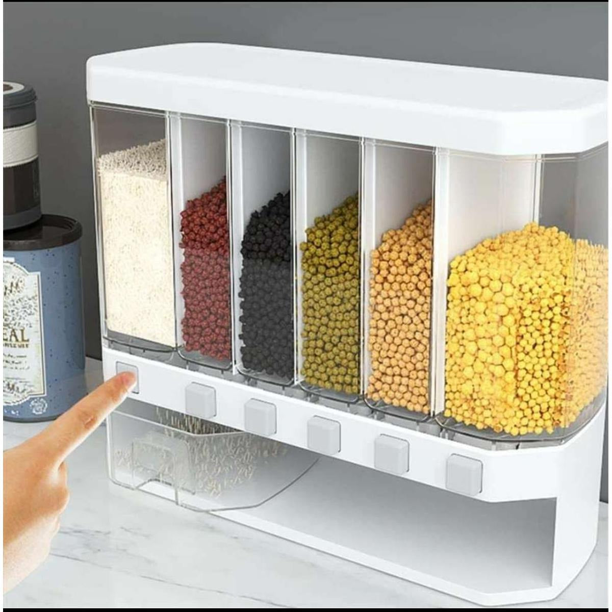 6-Grid Wall-Mounted Cereal & Grain Dispenser